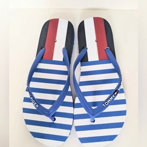 Tommy Hilfiger Bathing sandals Rubber Toe Separator Beach Striped RED BLUE WHITE